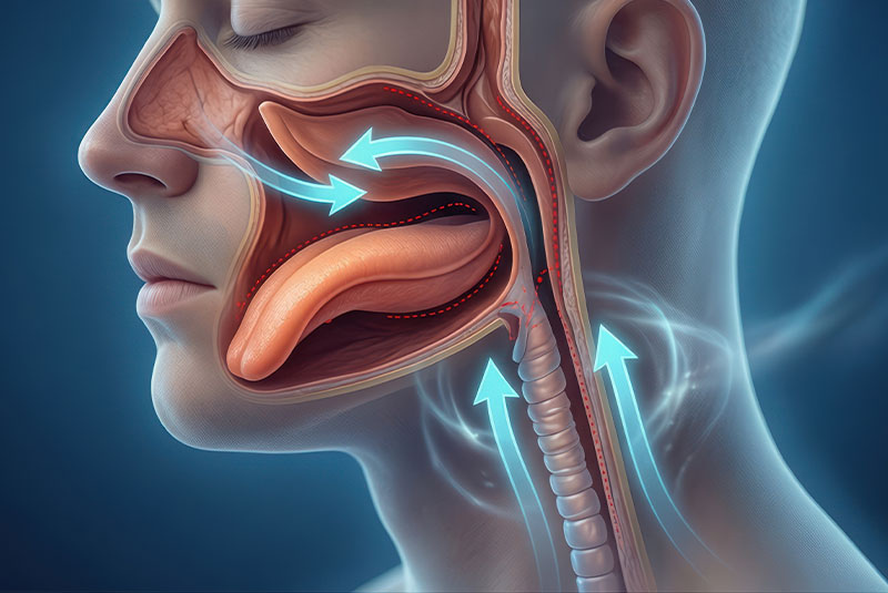 illustration of air passage airflow in respiratory system