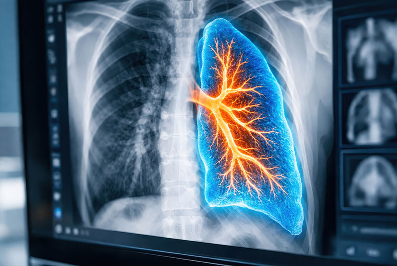 close up of dental imaging of lungs for airway analysis