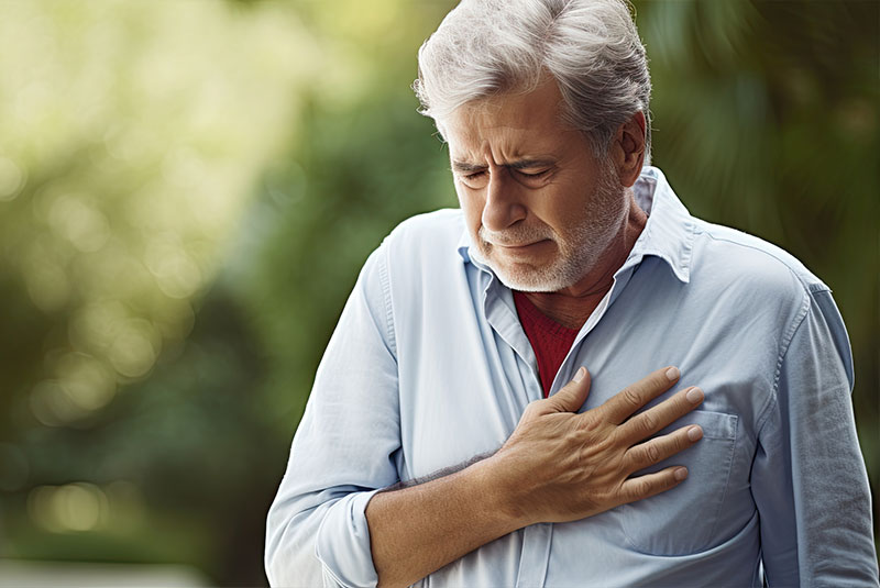 person having chest pain from sleep apnea issues