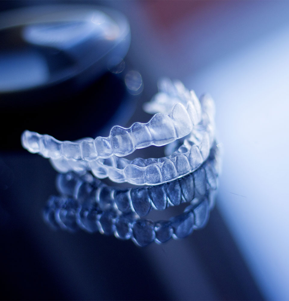 close up view of clear aligner