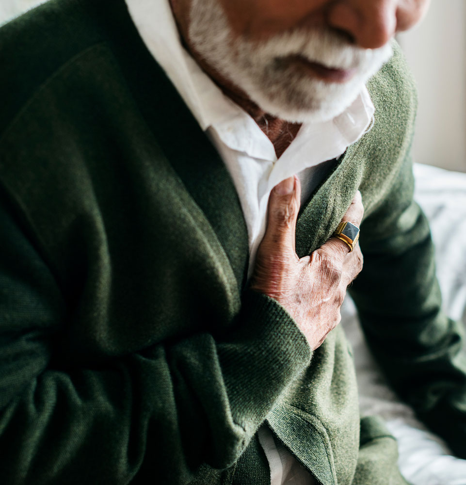 An elderly Indian man with heart problems