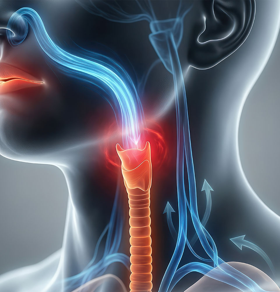 airway airflow illustration with throat restriction highlight